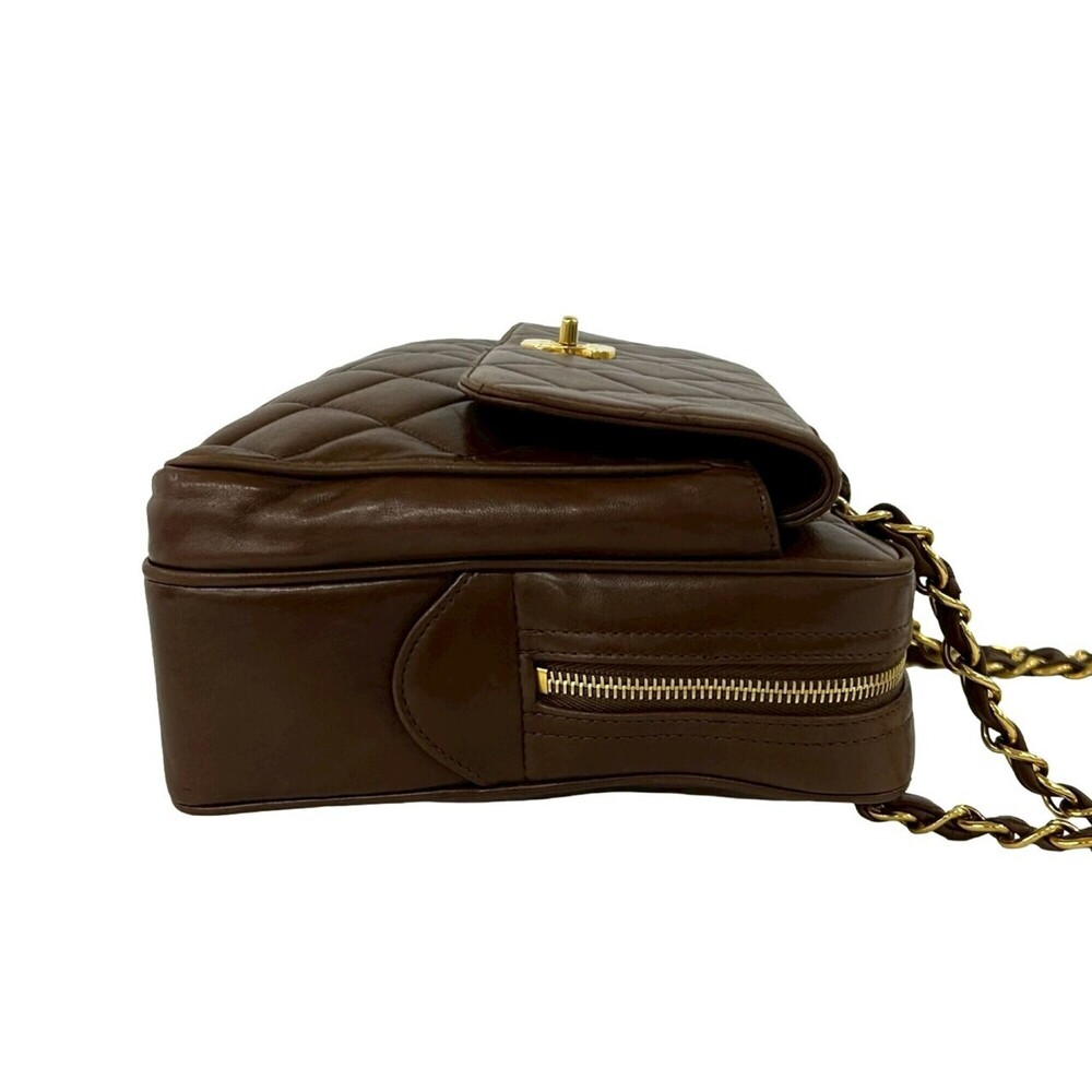 CHANEL Matelassé Coco Mark Lambskin Shoulder Bag Tote Brown 196-1 - Picture 6 of 10